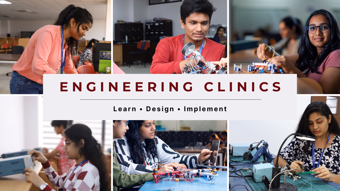 Students presenting projects during Engineering Clinics Expo